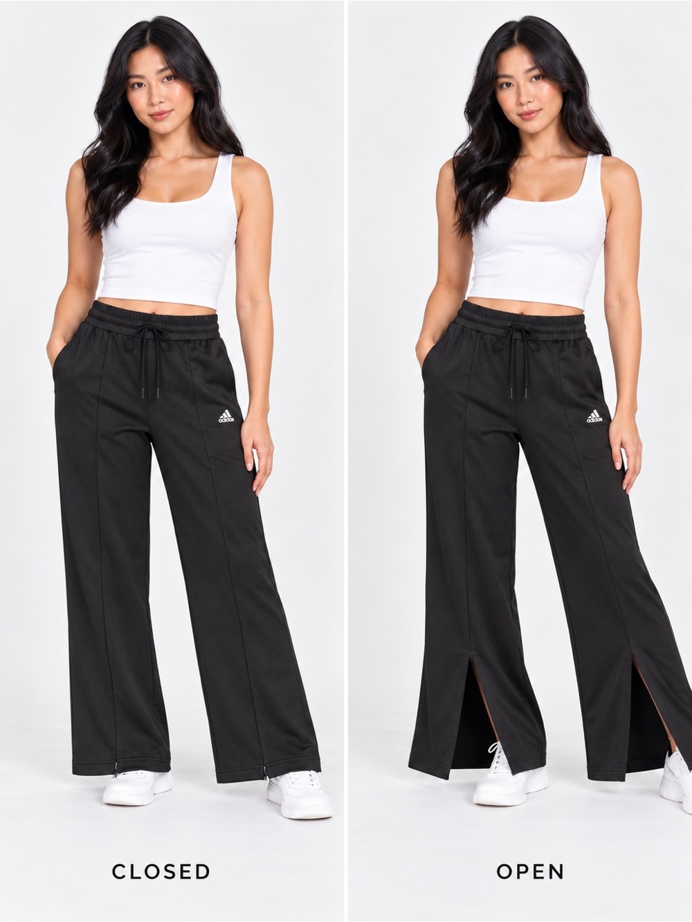 Adidas Women’s M Black Flare Track Pants Zip Hem